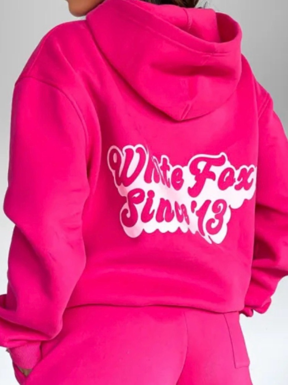 White Fox Hot Pink Graphic Hoodie
